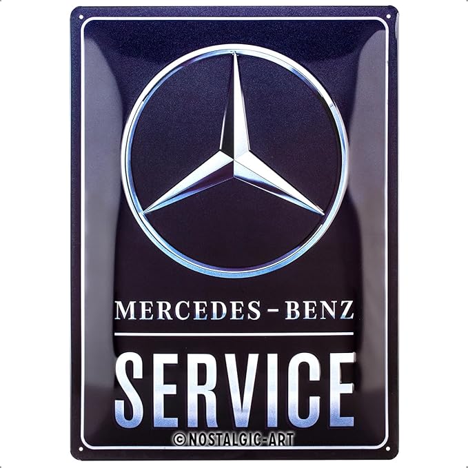 Nostalgic-Art Retro Blechschild, 30 x 40 cm, Mercedes-Benz – Service Blue – Geschenk-Idee für Mercedes-Benz Accessoires Fans, Original Lizenzprodukt (OLP), aus Metall, Vintage Design