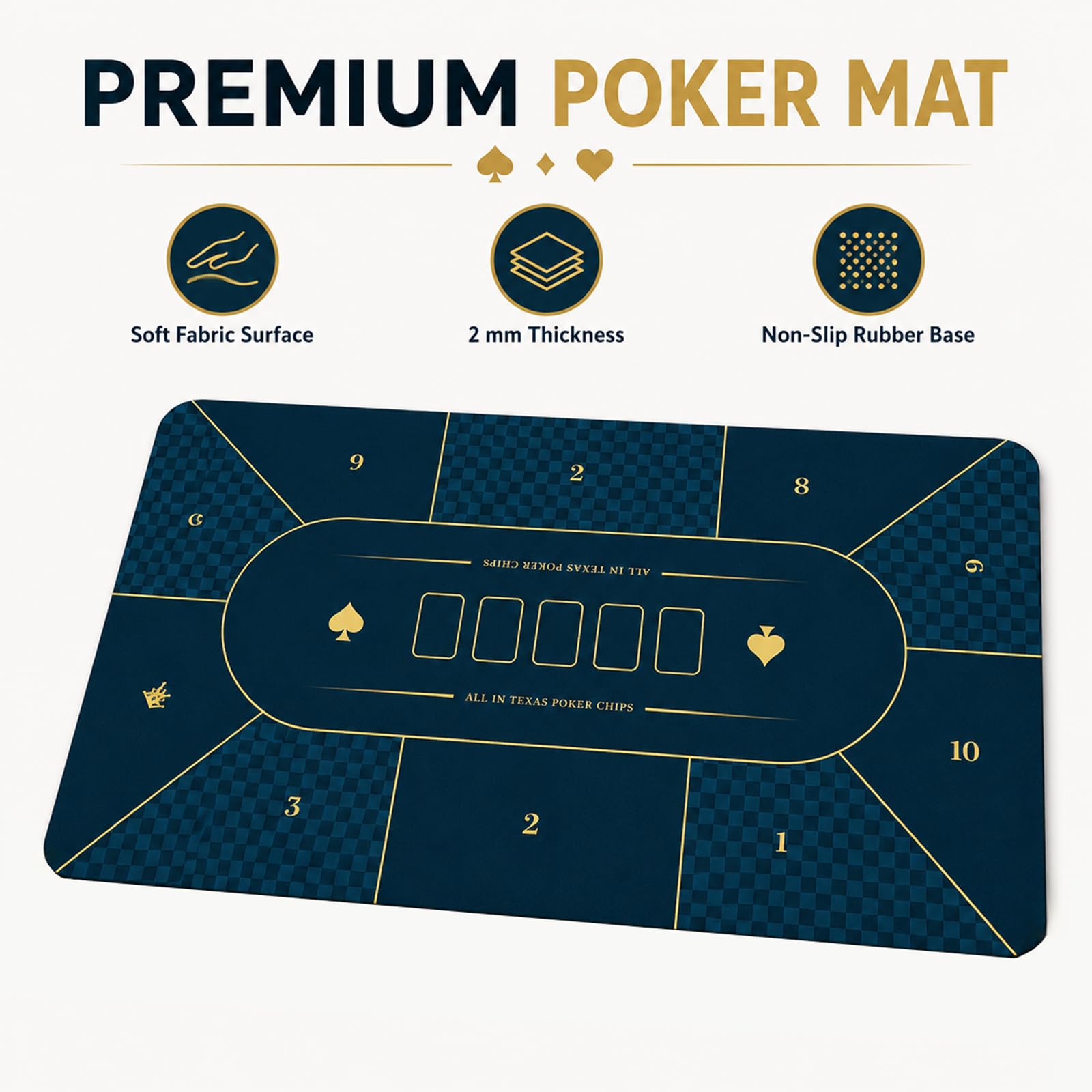 Tappetino Poker Texas Hold'em, Piano da Tavolo Antiscivolo e Impermeabile