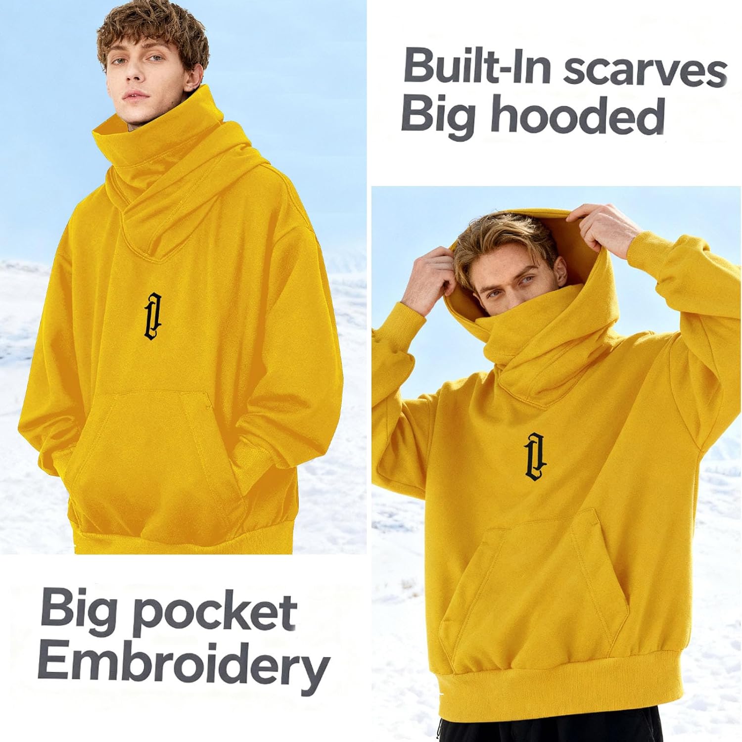 Men's Long Sleeve Fleece Hoodie Lightweight Tech Wear Soft Cotton Pullover Unisex Casual Hooded Sweatshirts - Image 4