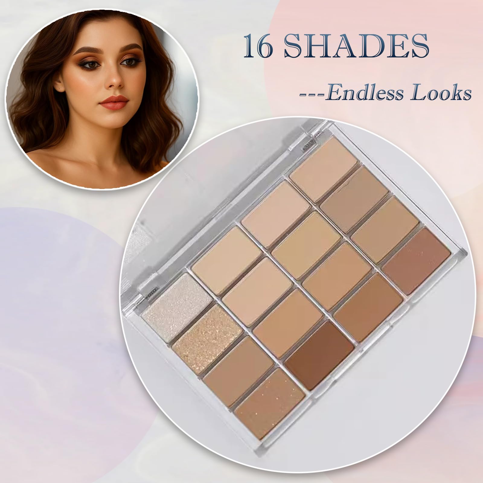 16-Color Dark Brown Eyeshadow Palette for Women, Long-Lasting Waterproof Matte & Shimmer Eye Shadow - Image 3