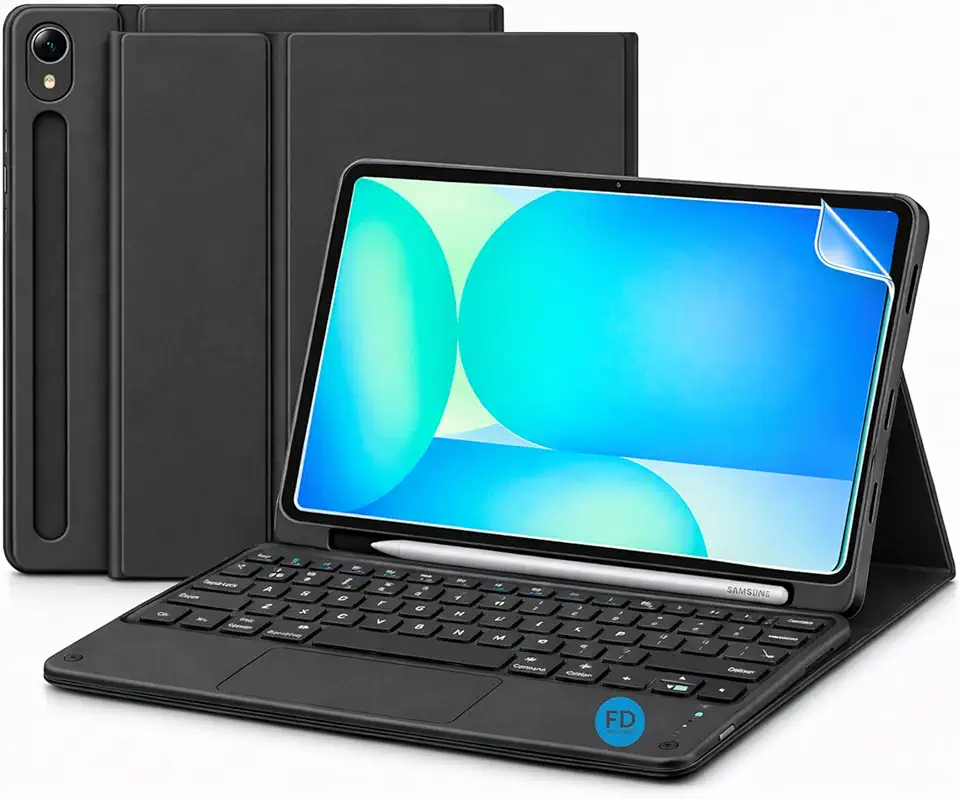 Capa com Teclado para Galaxy Tab S10 Lite ou S10 FE ou S9 FE com Mouse Touchpad e Compartimento para Caneta + Película Paperlike - FD Acessórios