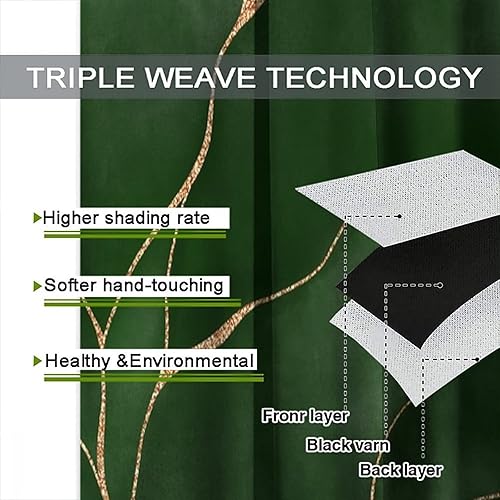 Miniatura 6 de Cortinas abstractas de hojas verdes para dormitorio, modernas y lujosas con textura de mármol verde profundo, tratamientos de ventana para sala de