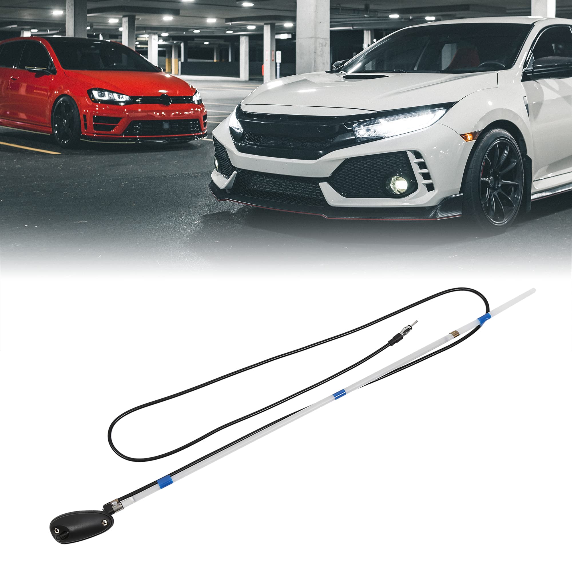 X AUTOHAUX Car Power Antenna Radio AM FM Signal Antenna Mast Aerial Retractable Replace 39150-S01-A02 for Honda Civic 92-00 Black