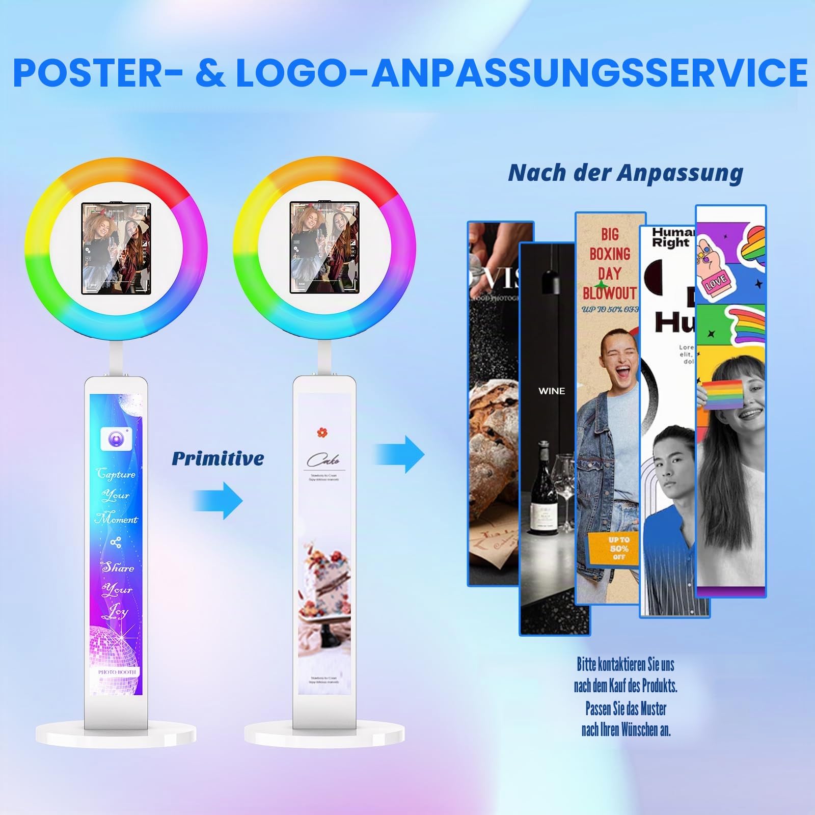 Photo Booth für iPad mit Flightcase & Ringlicht, Tragbare Fotobox mit Ringlicht, Kostenlose Logo-Anpassung, Gratis-App VIP, Leichte Selfie-Fotobox für Party Hochzeit Rental TikTok Live