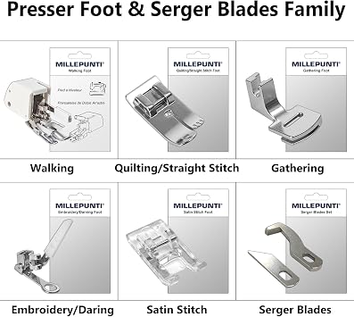 MILLEPUNTI Serger Blades 2PCS for MLD42, Upper & Lower Blades Set, Replacement for Singer S14-68/69/77/78/79, Necchi OV234, Pfaff 1450OL, Durable & Long-Lasting