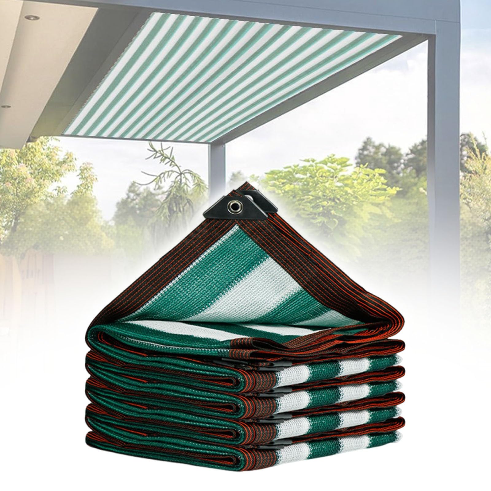 Voile d'ombrage avec œillets vert 6x17m pour rafraîchir la terrasse