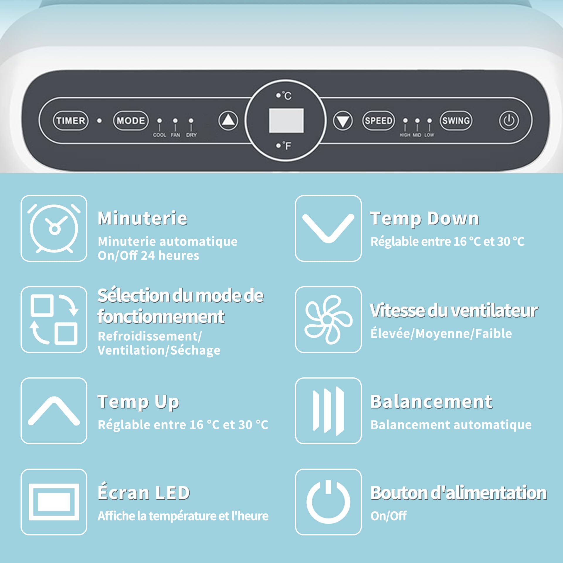 SHINCO 12000BTU Climatiseur Mobile, 3,5 Kw, Fonction 3-en-1 avec Tuyau D'échappement，Refroidissement et Déshumidificateur et Ventilation, Eco R290