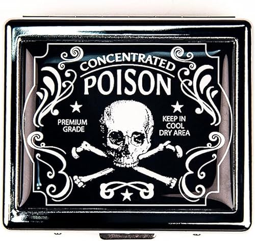 Miniatura 2 de Vintage Poison - Pastillero de 7 días cromado plateado brillante con espejo en el interior, tiene 8 compartimentos separados, rectángulo, pastillero