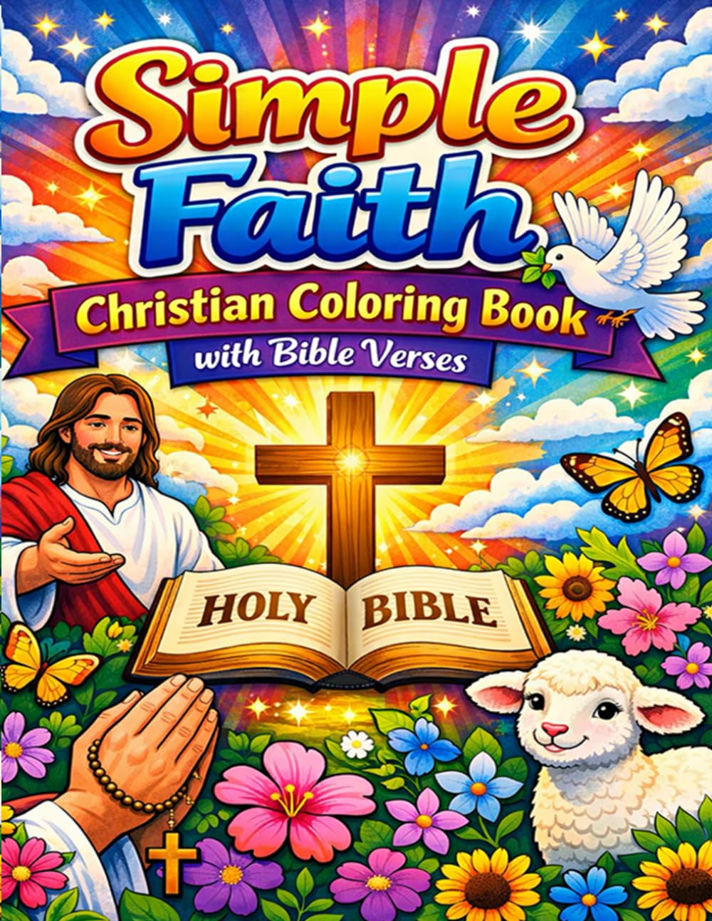 Simple Faith: Christian Coloring Book with Bible Verses: Bold & Easy Faith-Based Coloring Pages for Relaxation, Prayer & Peace