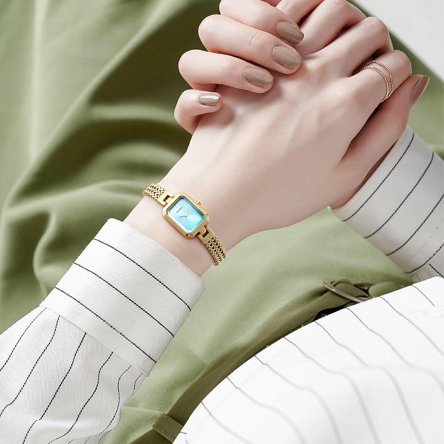 BERNY Silver Watches for Women Easy Resize Ladies Bracelet Watch All Stainless Steel Luxury Fashion Small Square Wristwatch Waterproof Detachable Band - Image 5