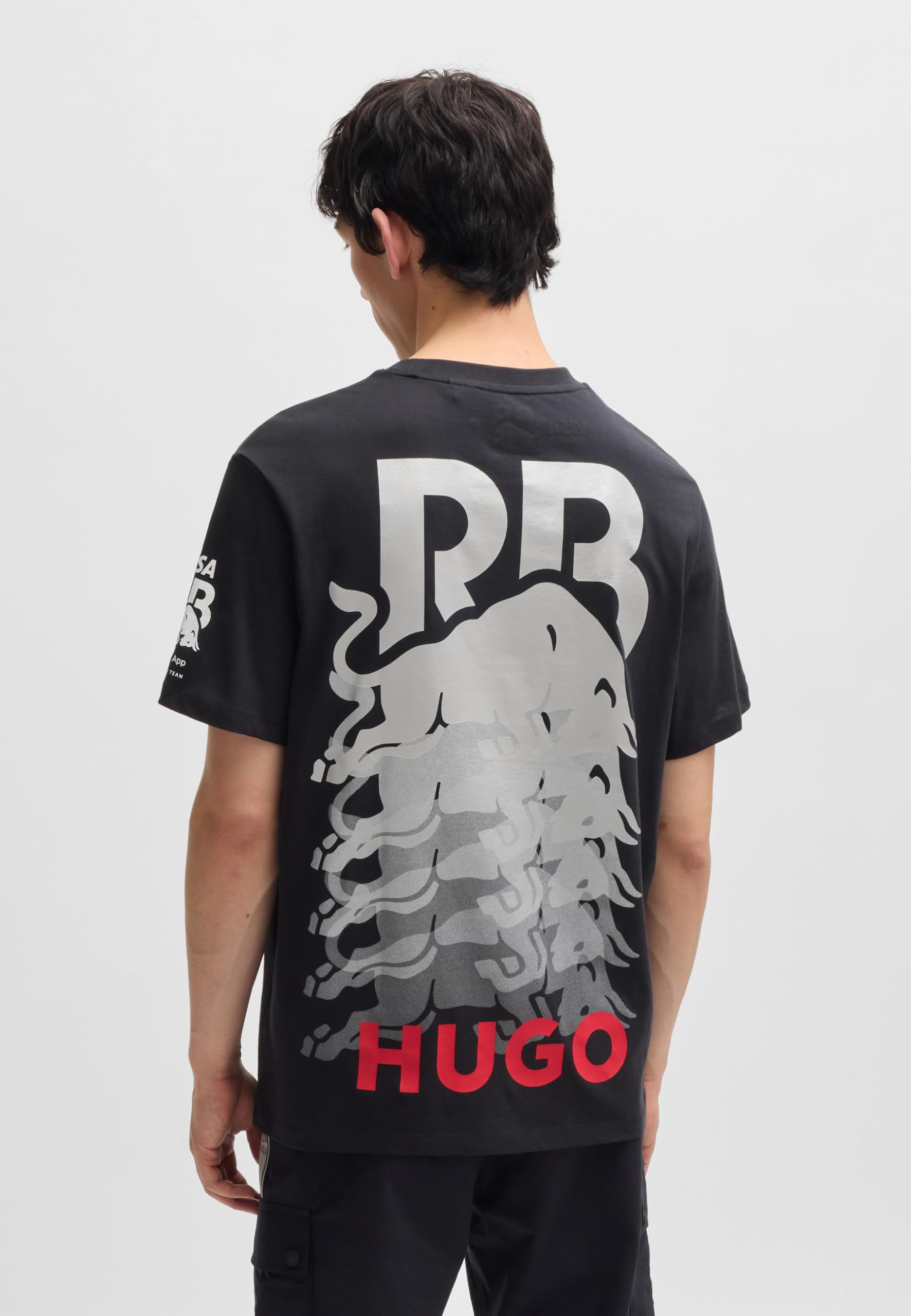 HUGO Herren F1 2024 Racing Bull Team All Over Logo Tshirt F1 2024 Racing Bull Team All Over Logo T-Shirt (1er Pack)