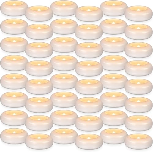 Miniatura 6 de Juego de 48 velas flotantes impermeables sin llama, velas LED parpadeantes de batería blanca cálida de más de 120 horas, para bodas, fiestas,