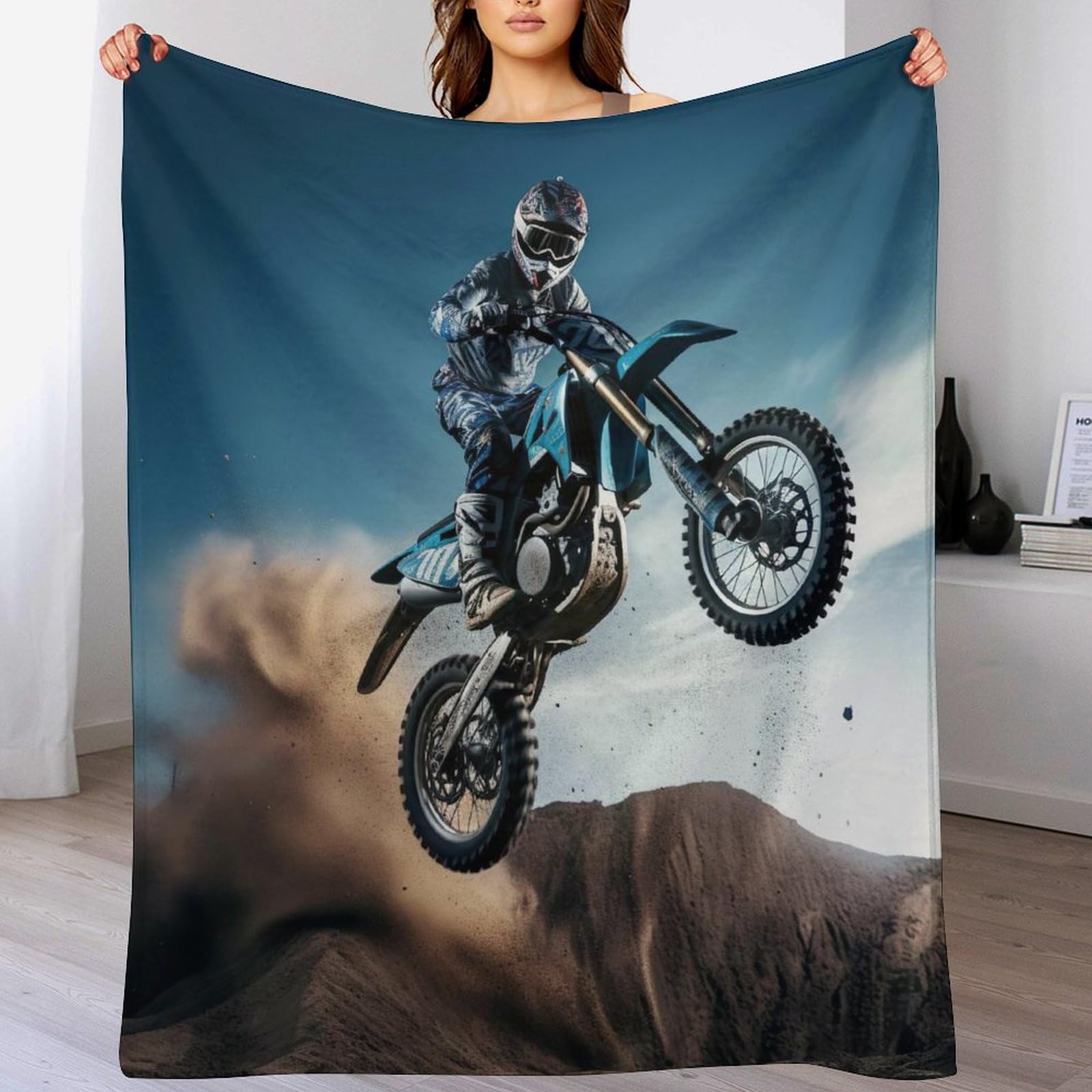 Couverture de lit motocross flannel pour des soirées cocooning chaudes sur le canapé