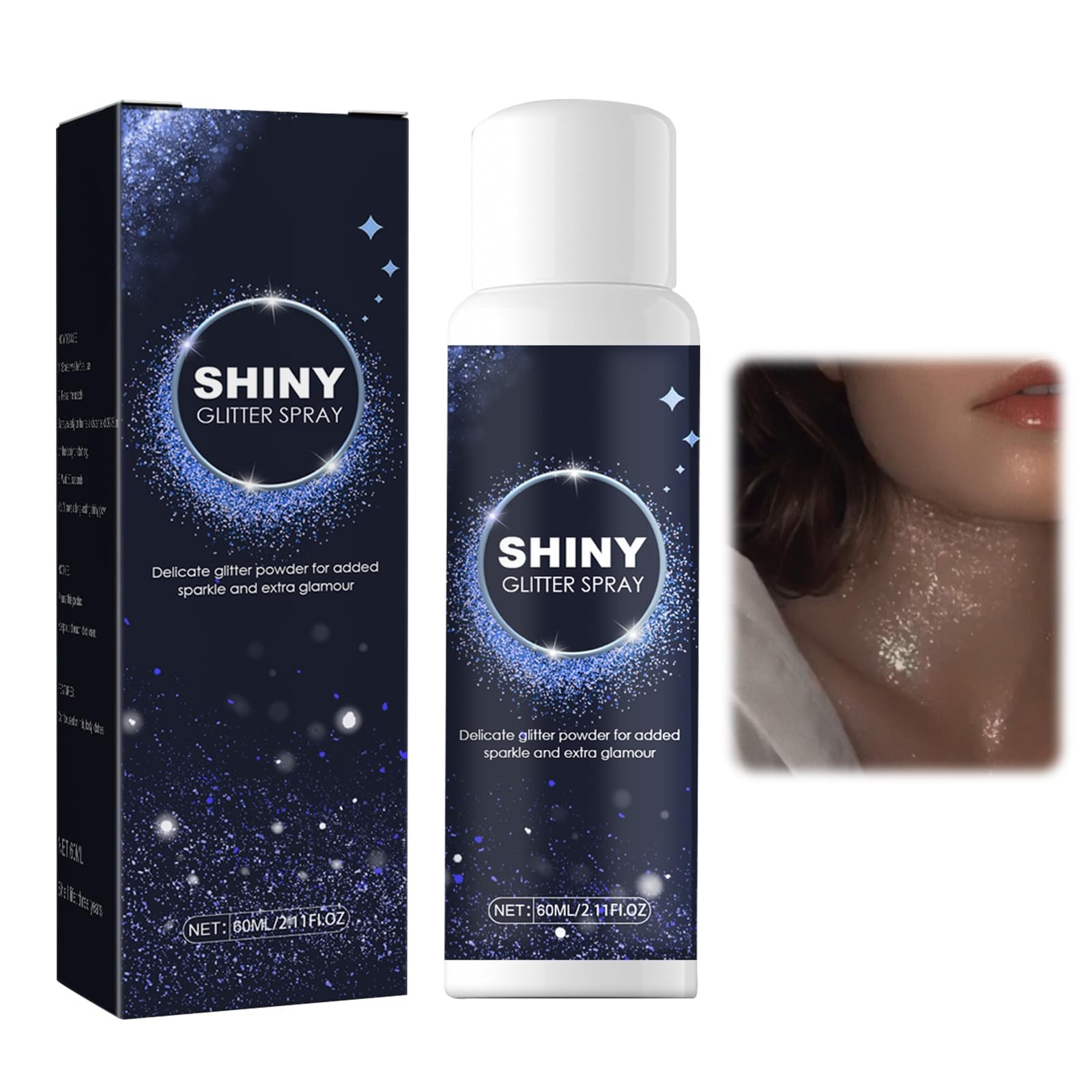 Glitter Body Spray Luccicante for Hair, Powder - 60ml for Halloween, Christmas, Festival, Club and Parties