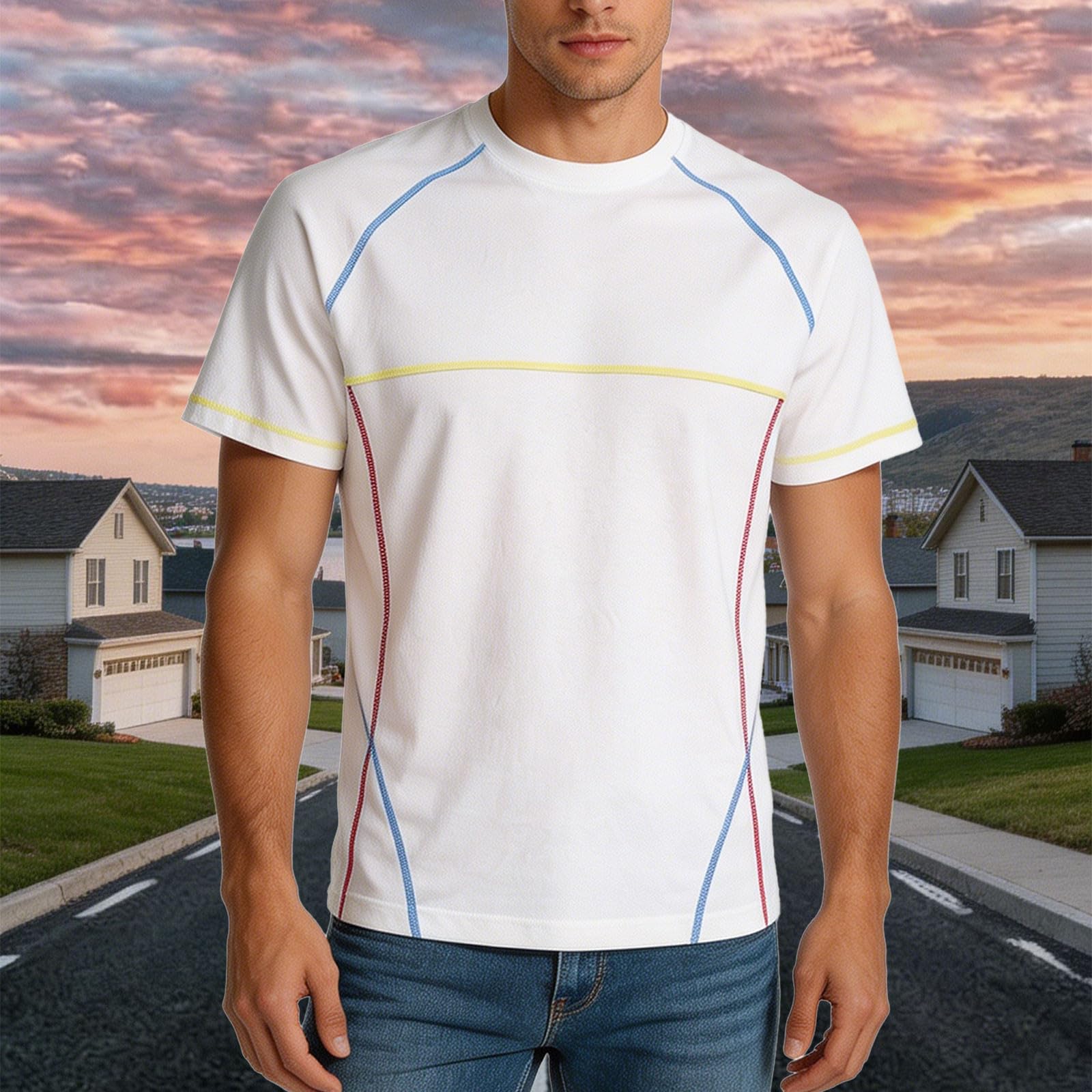 Ciclismo hombres ropa de ciclismo manga corta secado transpirable camiseta de ciclismo camisetas deportivas casual correr al aire libre camisetas cuello redondo verano tops regular fit suave ocio tops