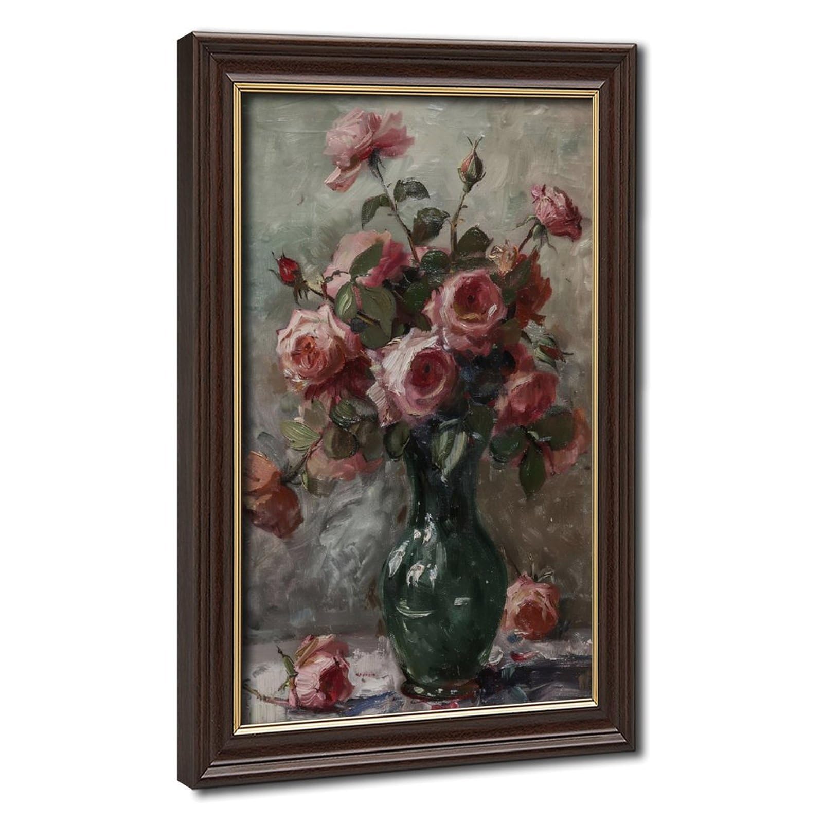 Bareronor Vintage Roses Vase Canvas Poster for Dorm Room Decor Gift