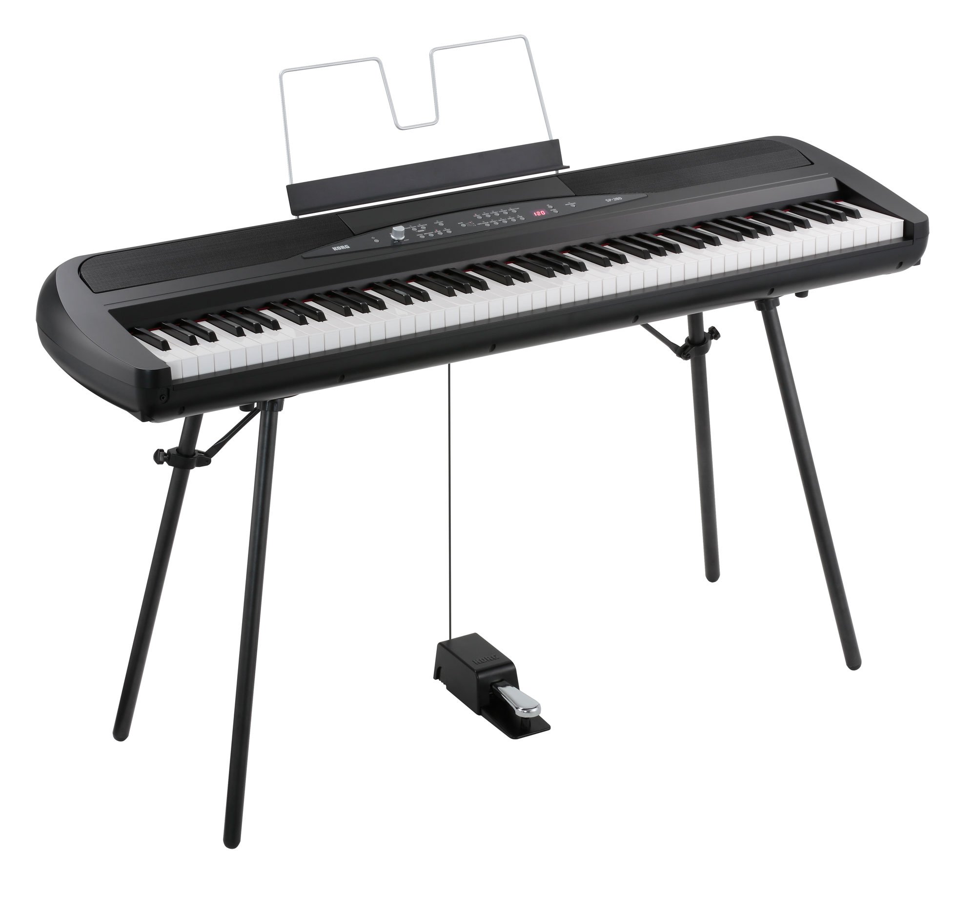 Korg SP-280 BK Portable Piano Set (Digitalpiano mit 88 Tasten, Pedal & Ständer im Starterset inkl. Pianobank, Kopfhörer, Tasche & Klavierschule) Schwarz