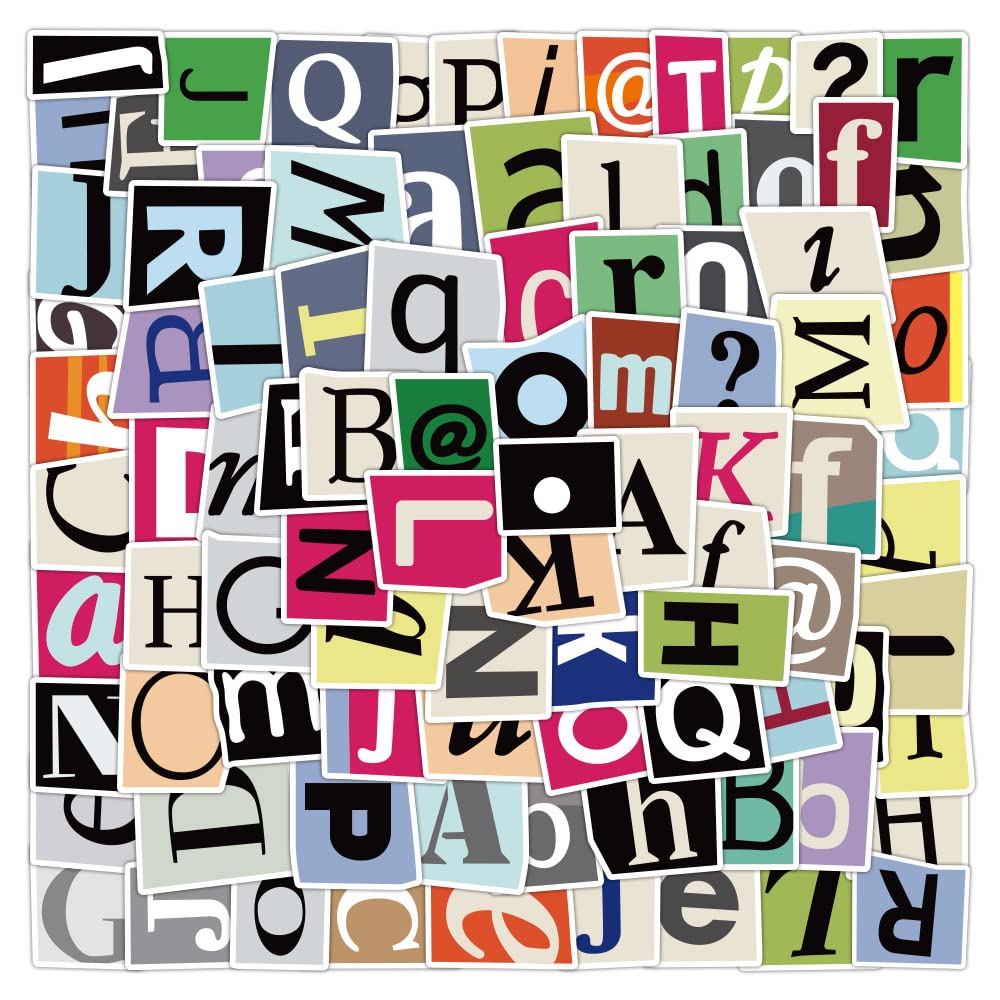 100Pcs Alphabet Letter Stickers A-Z, Vinyl Adhesive Peel and Stick Letters, Waterproof Custom Decals for Crafts, Mailbox, Scrapbook, Tumblers & More,