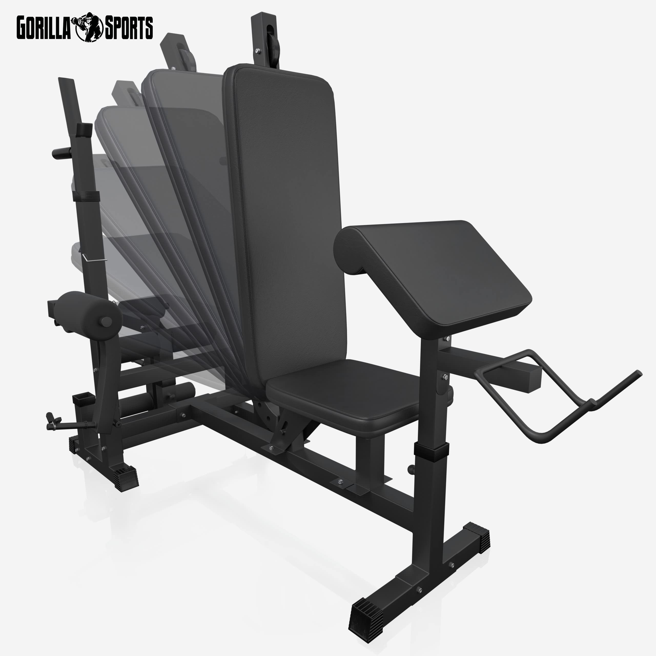 GORILLA SPORTS® Panca Multifunzione - Con Set di Pesi 100kg, Schienale Regolabile, Porta bilanciere, Stazione Butterfly, Carico Massimo 280kg, Bianco o Nero - Panca Pesi, Stazione Palestra, Fitness