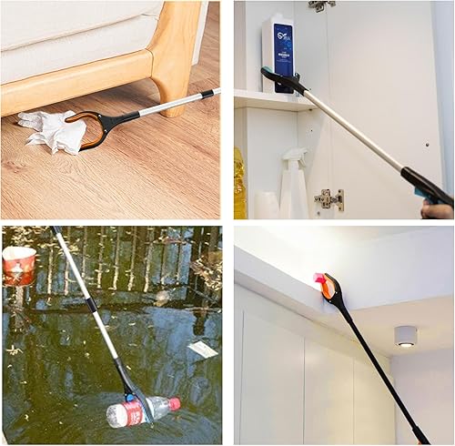 Miniatura 6 de Herramienta de alcance de agarre, paquete de 3 herramientas plegables de 32 pulgadas con mandíbula giratoria de 360 y punta magnética, recogedor de