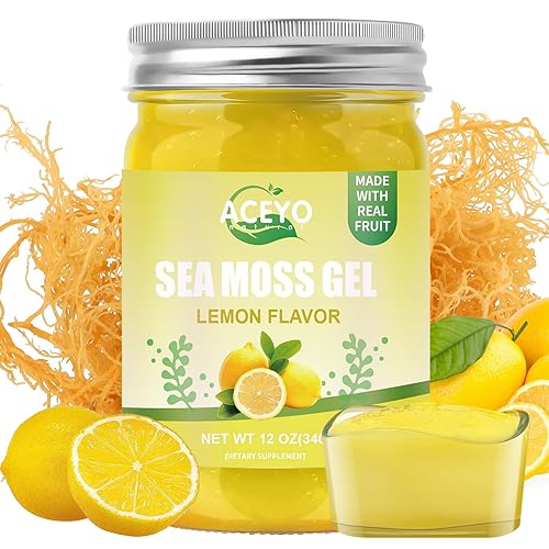 (12 onzas) Gel de musgo marino irlandés orgánico crudo sabor limón vegano 102 vitaminas y minerales cosechados en la naturaleza sin OMG refuerzo de