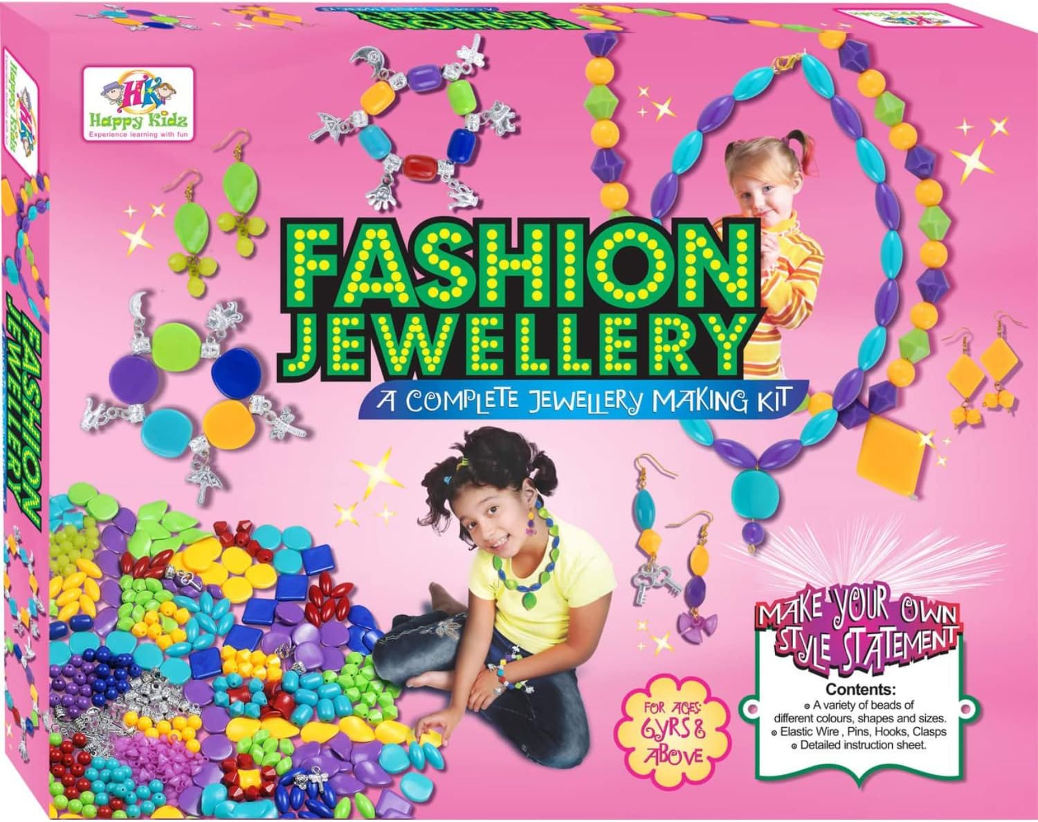 Happykidz Fashion Jewellery -A Complete Jewellery Making Kit, Arts and Crafts Creative Self Design Jewellery Accessories