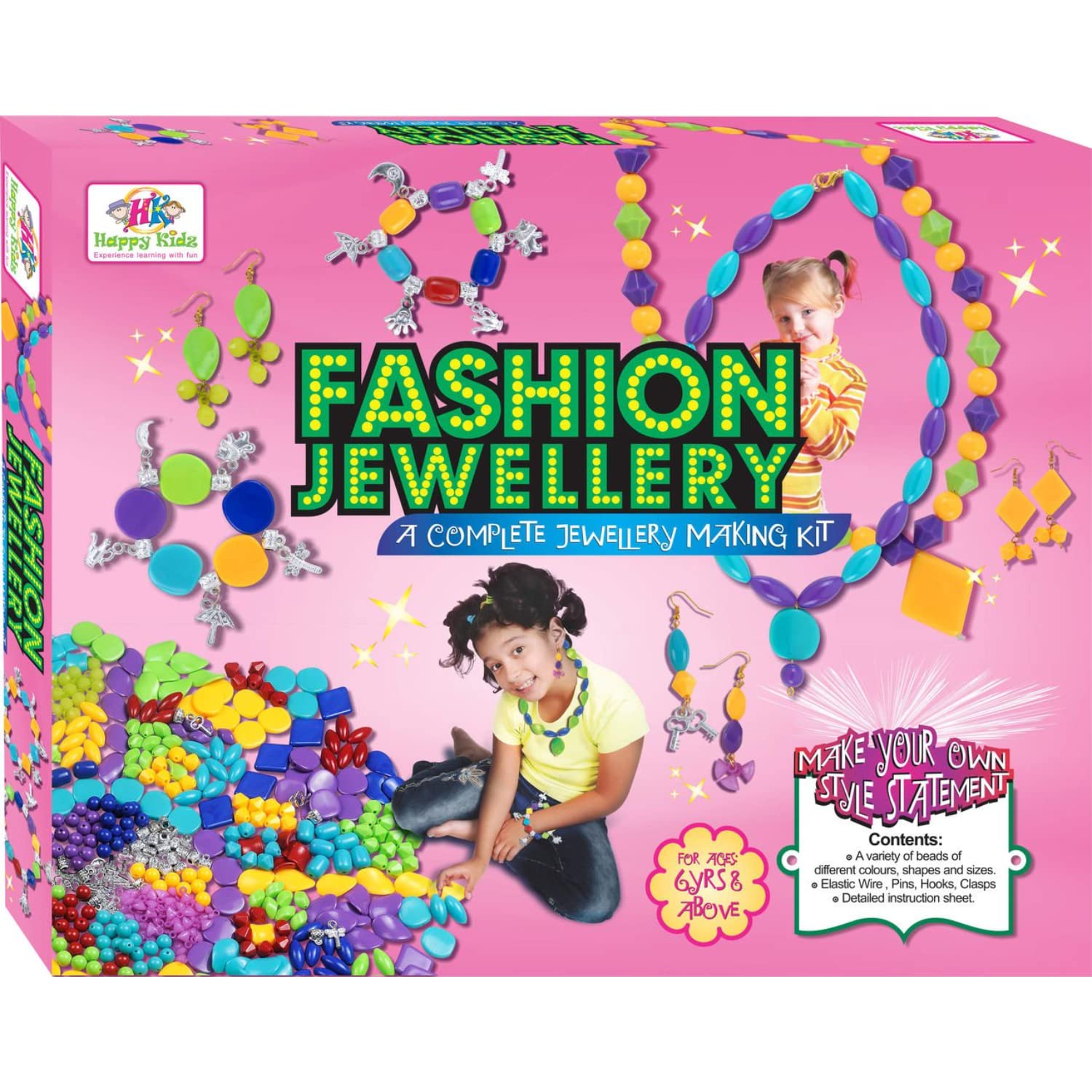 Happykidz Fashion Jewellery -A Complete Jewellery Making Kit, Arts and Crafts Creative Self Design Jewellery Accessories