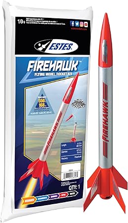 Estes 804 Firehawk Rocket-Building Kit, Beginner Flying-Rocket-Model Kit for Ages 10+