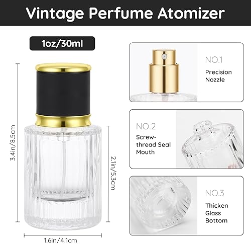 Miniatura 4 de Segbeauty Atomizadores recargables de viaje de perfume de vidrio de 1 oz, 4 piezas, botella de perfume pequeña vacía, rociador de colonia de viaje