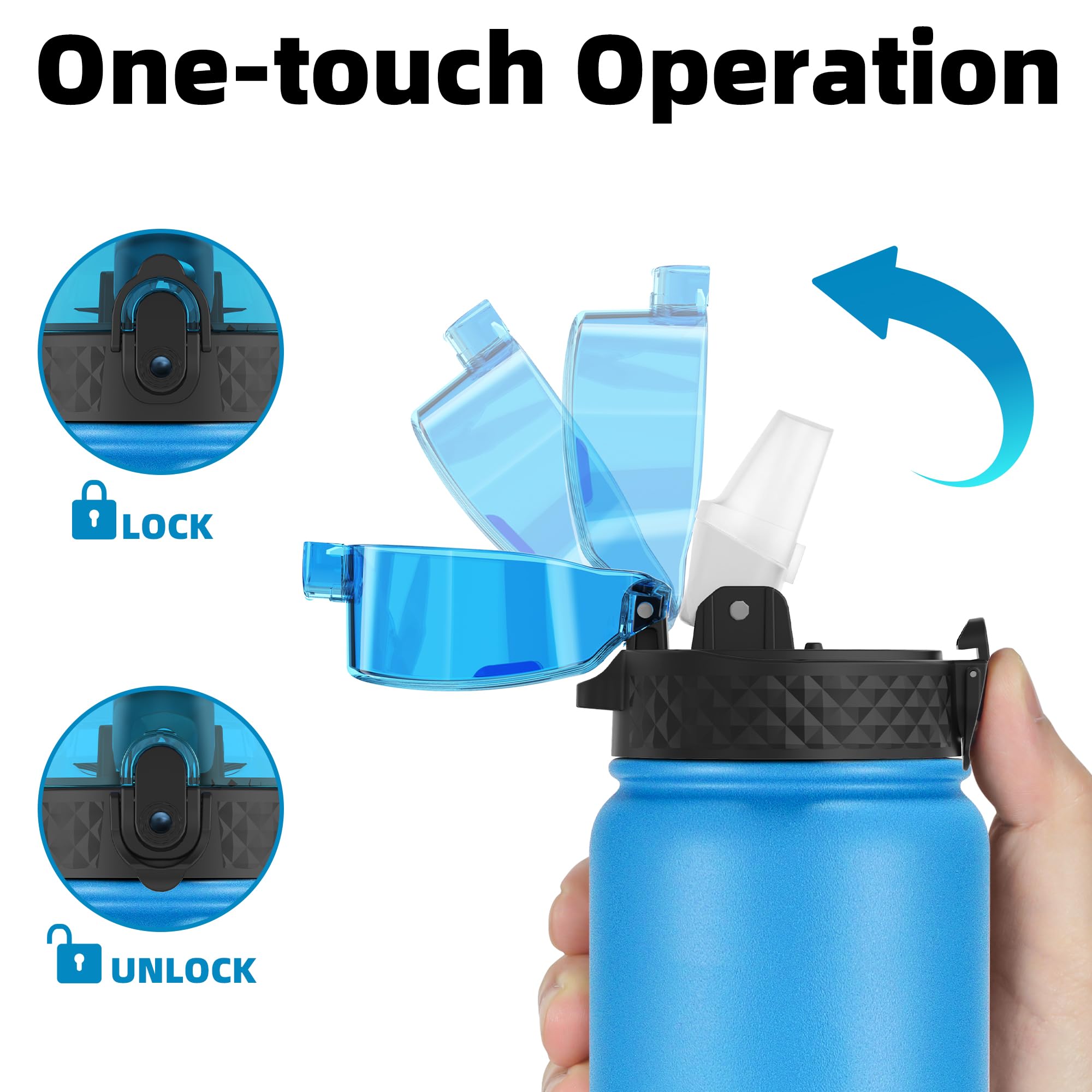 Shiyou-Oldley Bouteille D'Eau Isolu00e9e Avec Paille 20oz Bouteilles D'Eau En Acier Inoxydable Avec 3 Couvercles Double Paroi Thermique Pour Enfants Adultes Sports Scolaires, Foru00eat Tropicale