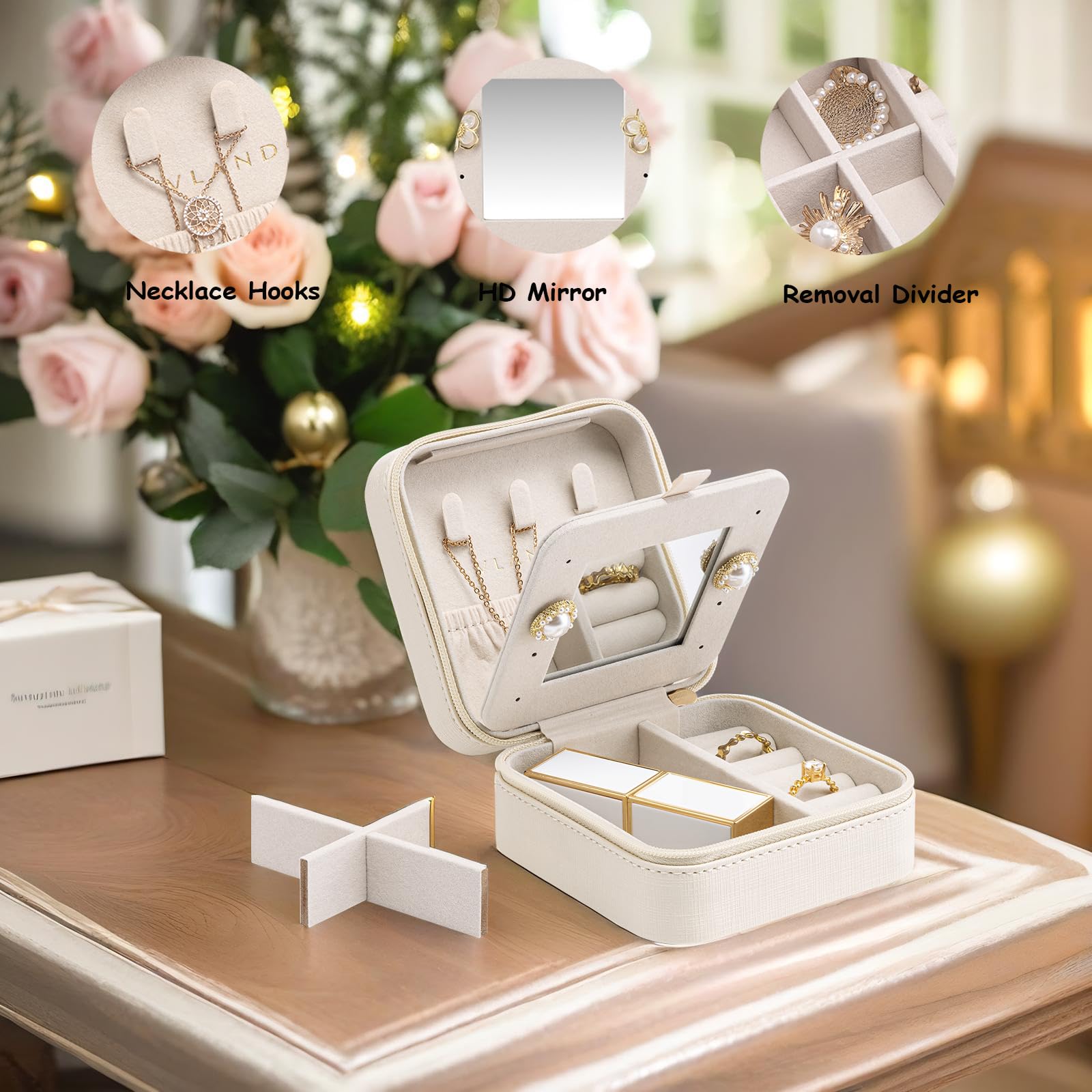 新品　Herlipto tweed jewelry box Amazon.com: Vlando Small Travel Jewelry Box Organizer - Mirrored