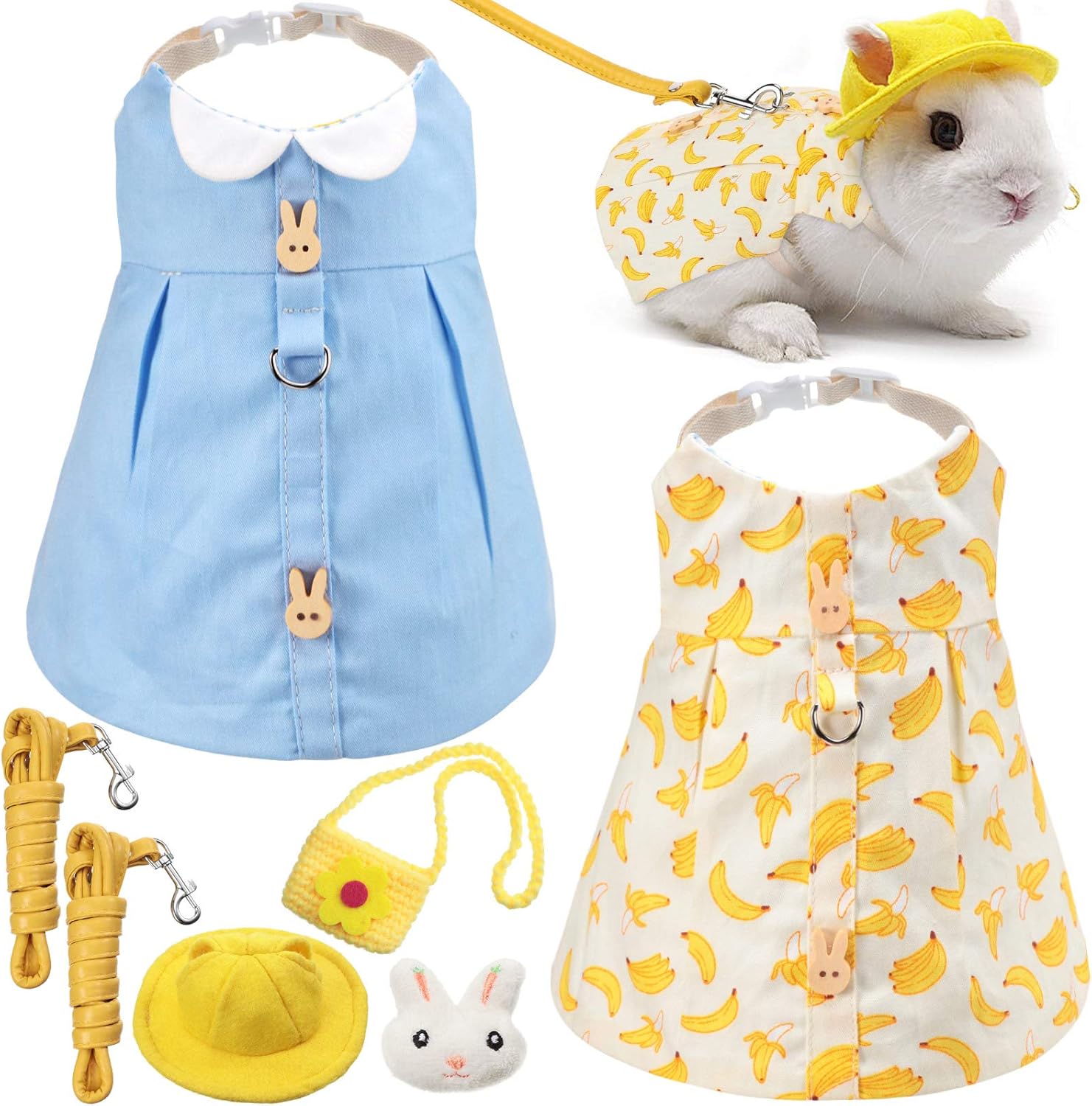 Weewooday Selling 2 Pieces Pet Rabbit Harness Small Dress Vest Cute