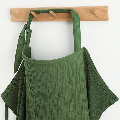 Funda de lactancia de muselina para lactancia materna, transpirable, con cuello de arco para mamá, delantal de lactancia multiusos de algodón suave