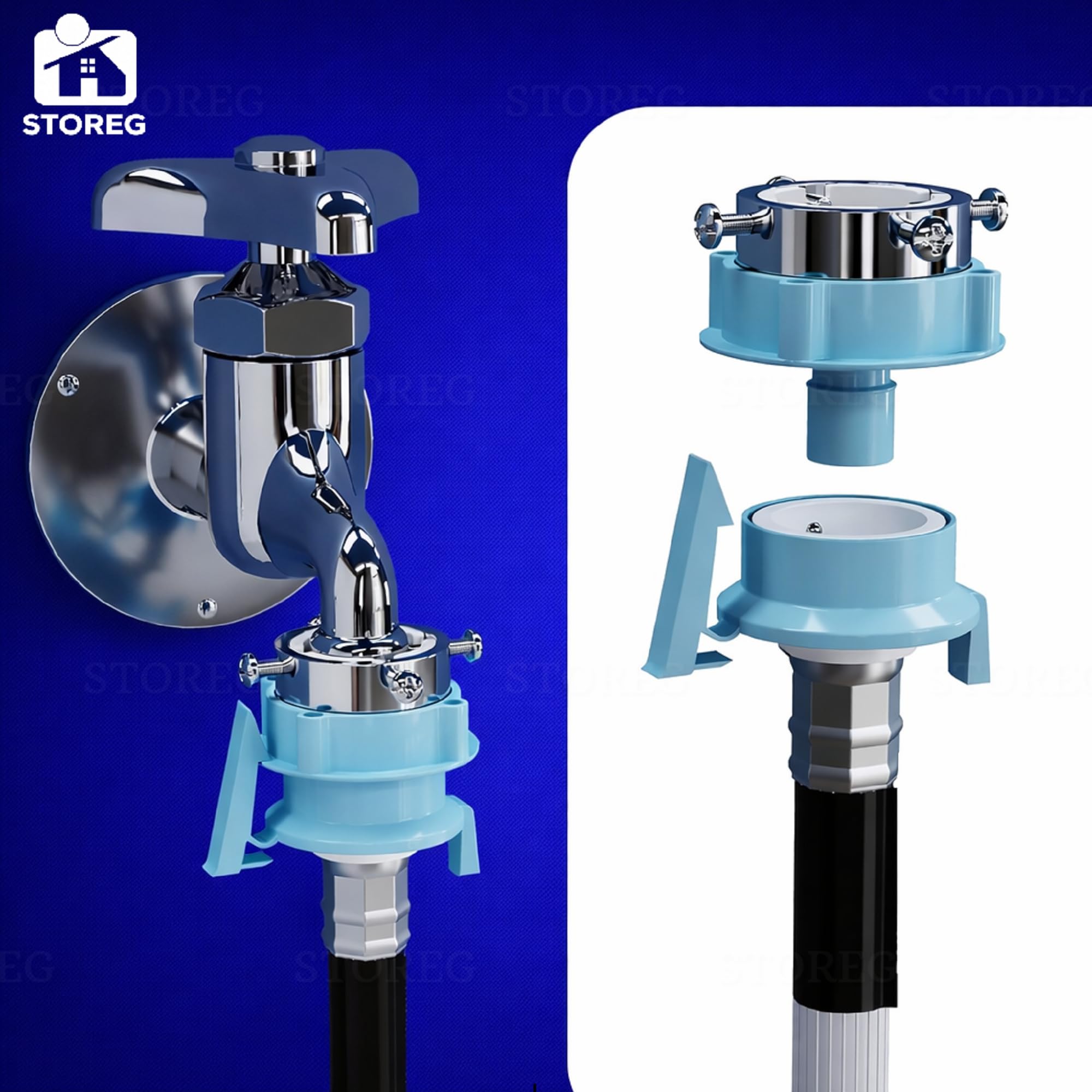 STOREG Flexible PVC Washing Machine Inlet Hose Water Pipe, Universal Water Inlet with Tap Adaptor Connector for Top & Front Load Fully Automatic (3 M) 2