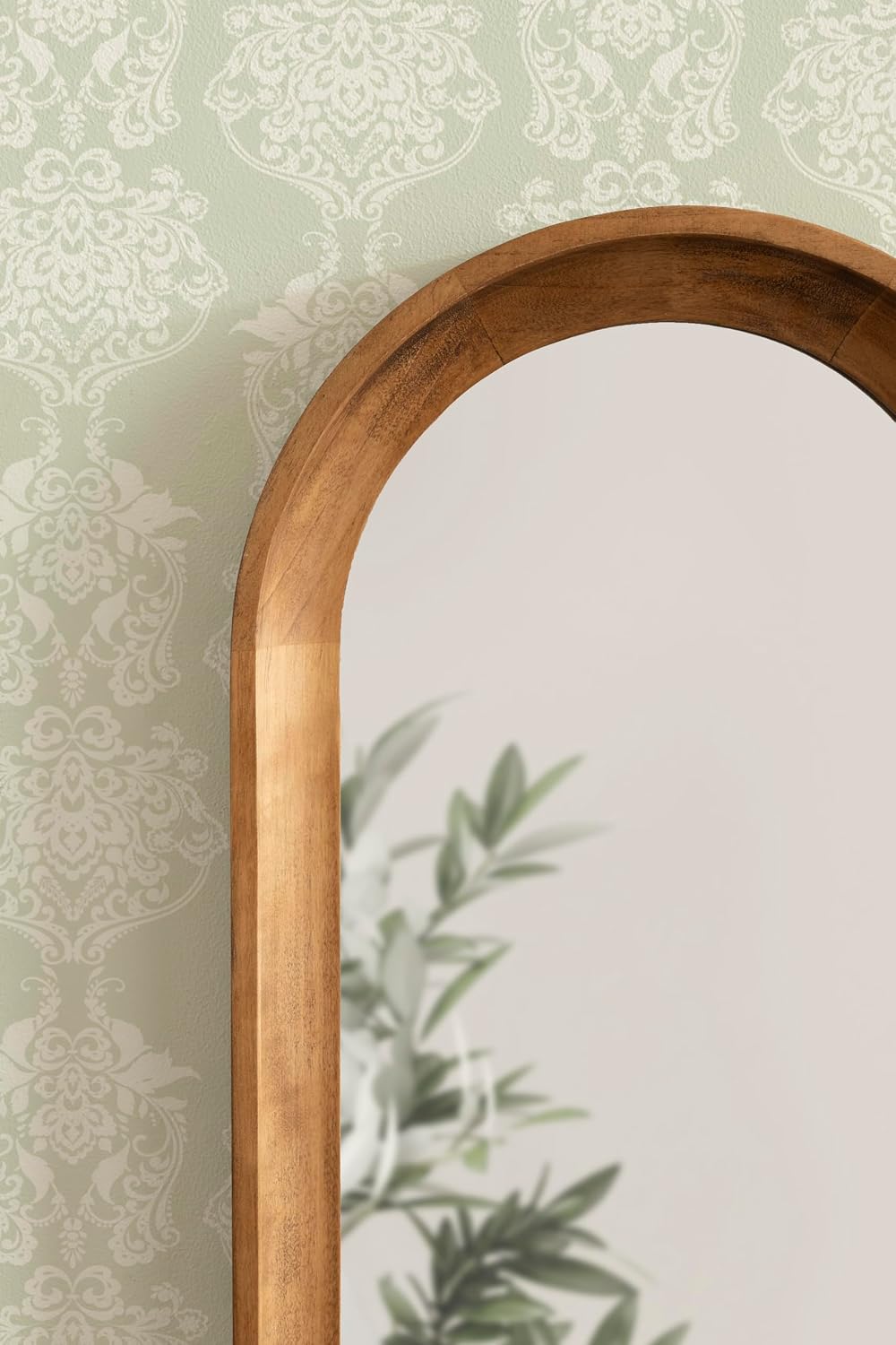 Kate and Laurel Hatherleigh Modern Slim Arched Panel Wall Mirror, 12 x 36, Rustic Brown, Transitional Narrow Wooden Arch Mirror for Use as Versatile Bedroom or Entryway Wall Decor