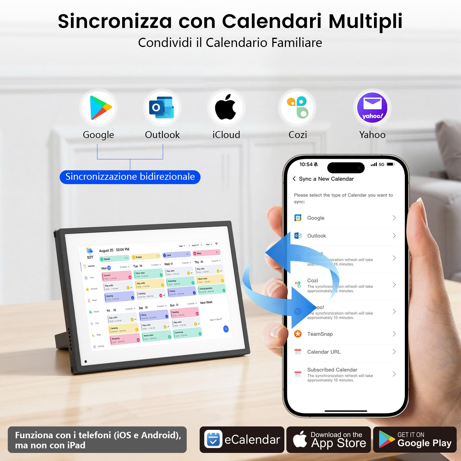 NEWYES 10,1" Calendario Digitale da Tavolo 2026, Agenda Familiare con Touchscreen Interattivo e Cornice Digitale Adatta per Camere da Letto, Cucine e Uffici, ADHD Planner