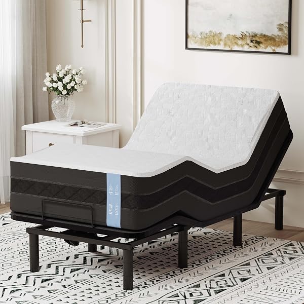 FLEXISPOT Adjustable Bed Frame Base,Massage, Zero Clearance, Synchronized Adjustment,Whisper Quiet Durable Motor,Zero Gr