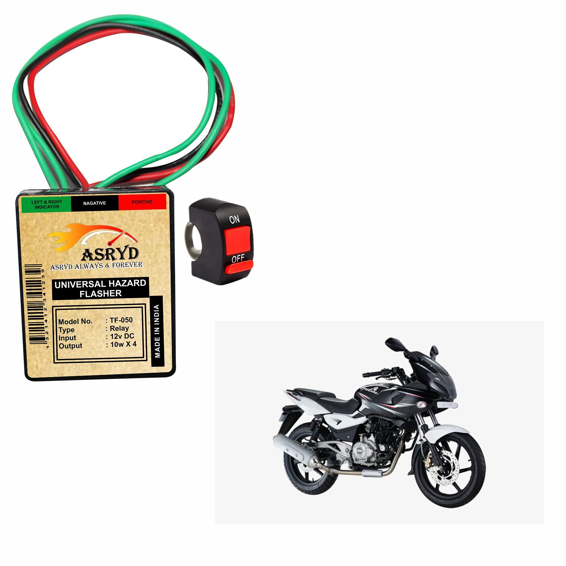 Asryd (6 Month Warranty) Plug & Play Highway Indicator Universal Bikes Multimode Blinker Hazard Flasher 16 Patterns Relay Bulb/LED Indicators For Bike Bajaj Pulsar 220 F (With ON/Off Switch)-image-42