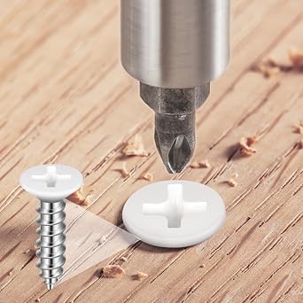 150PCS White Head Screws #6 White Screws for 2.8mm-3.0mm Holes,2,1-1/2,1-1/4,1,3/4,1/2 Size Wood Screws Assortment Kit for Shutters,Book Shelf,Wall Plate,Shiplap,Blank Plates