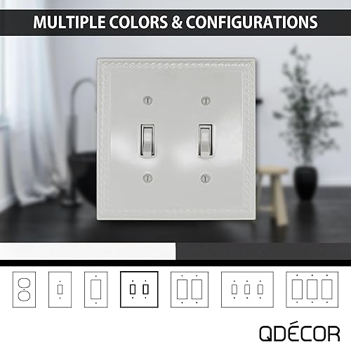 Miniatura 6 de Questech Decor - Cubierta para interruptor de luz de palanca doble, placa de pared eléctrica de 2 segmentos, cubierta de receptáculo de tamaño