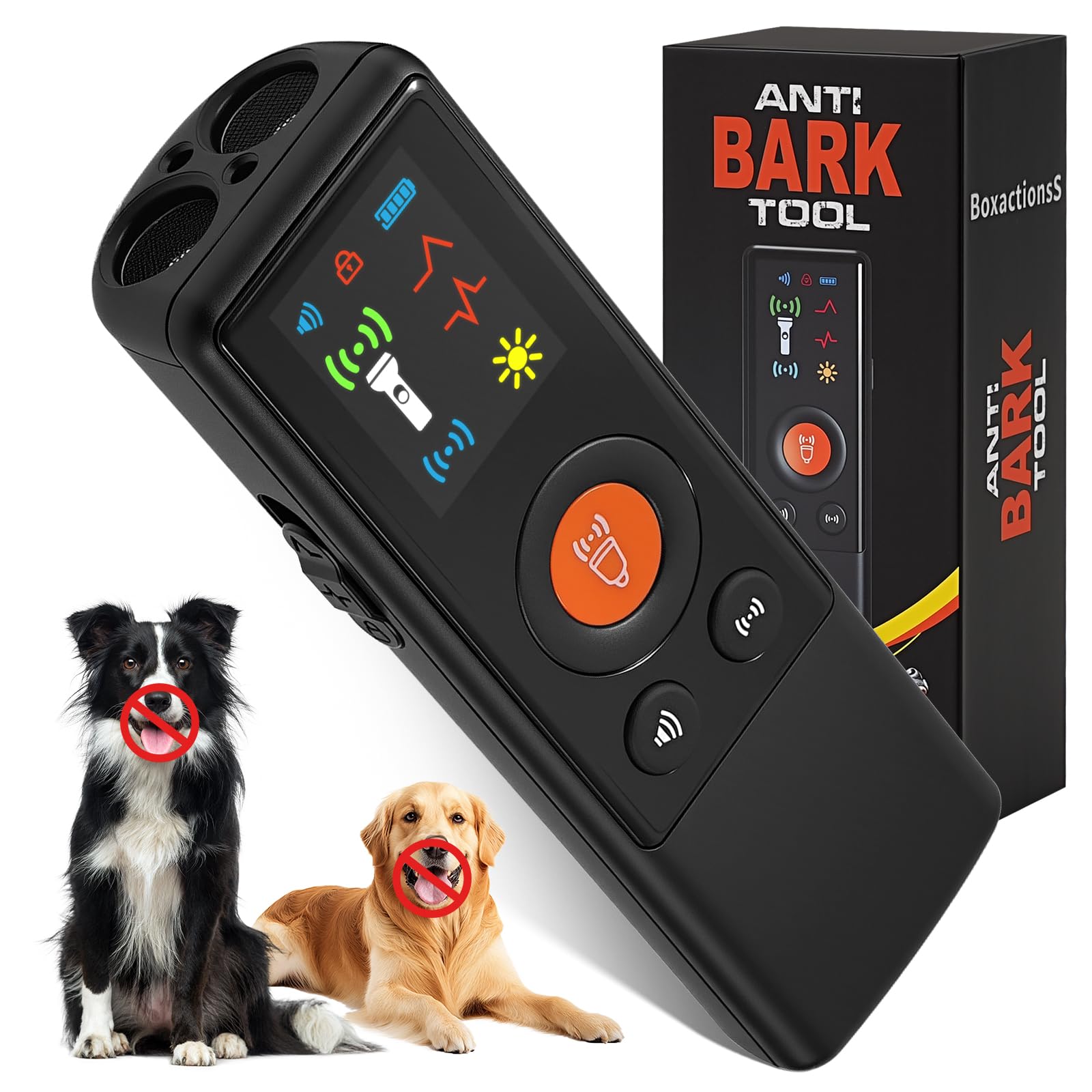 BoxactionsS 2025 Upgraded Anti Barking Device Dog Bark Deterrent Devices with Hd Display and 3 Modes & LED Light Ultrasonic Dog Trainer,Safe for Human & Dogs