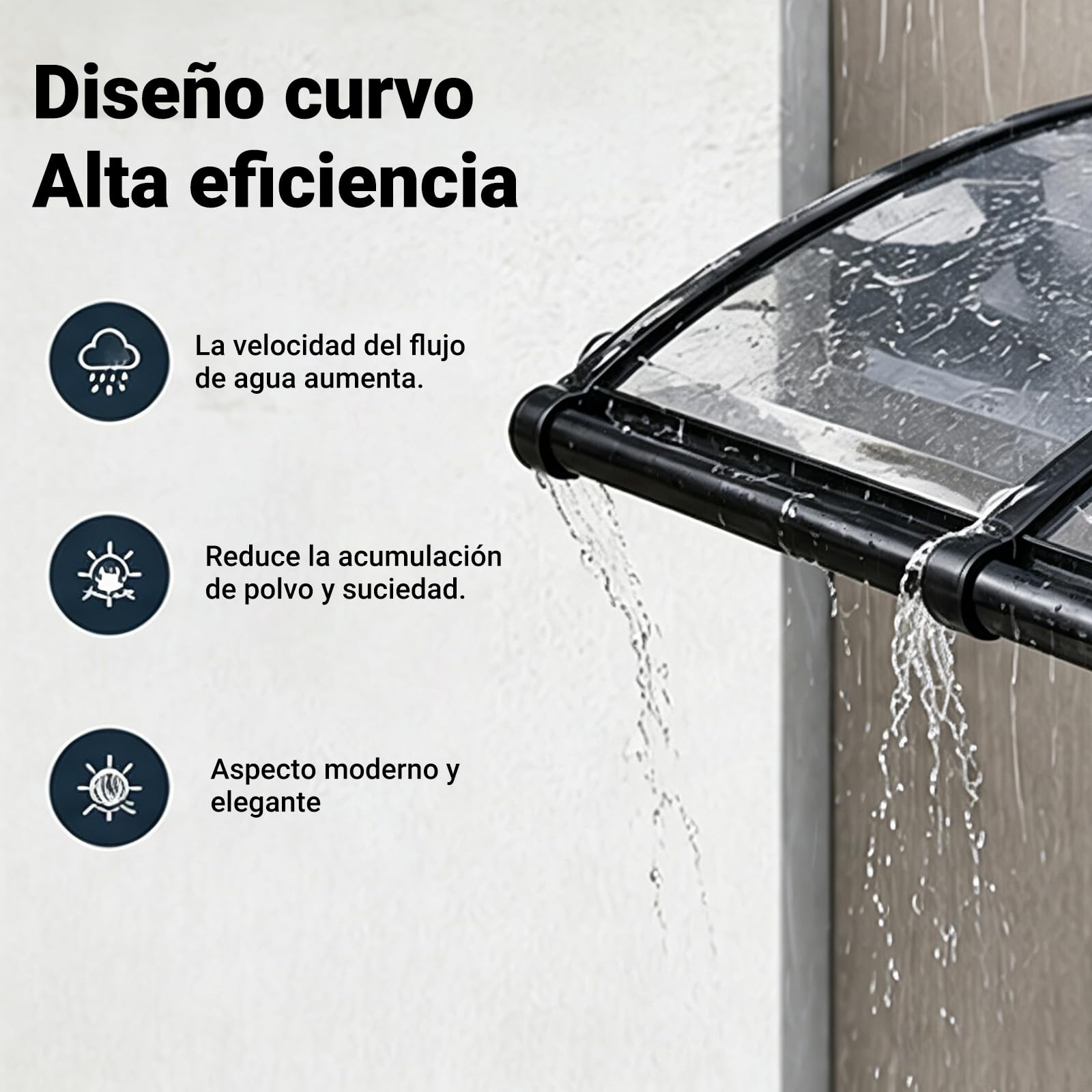 Marquesina para Puerta de Entrada - Marquesina Puerta Exterior, Toldo Exterior de Policarbonato y Aluminio, Protección contra Lluvia, Nieve y Sol, Fácil Instalación