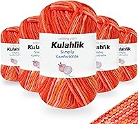 Vista 133 de 250g (5x50g) de hilo acrílico para crochet/tejido, hilo de gradiente de colores, 5 rollos de madejas, perfecto para cualquier proyecto de mini