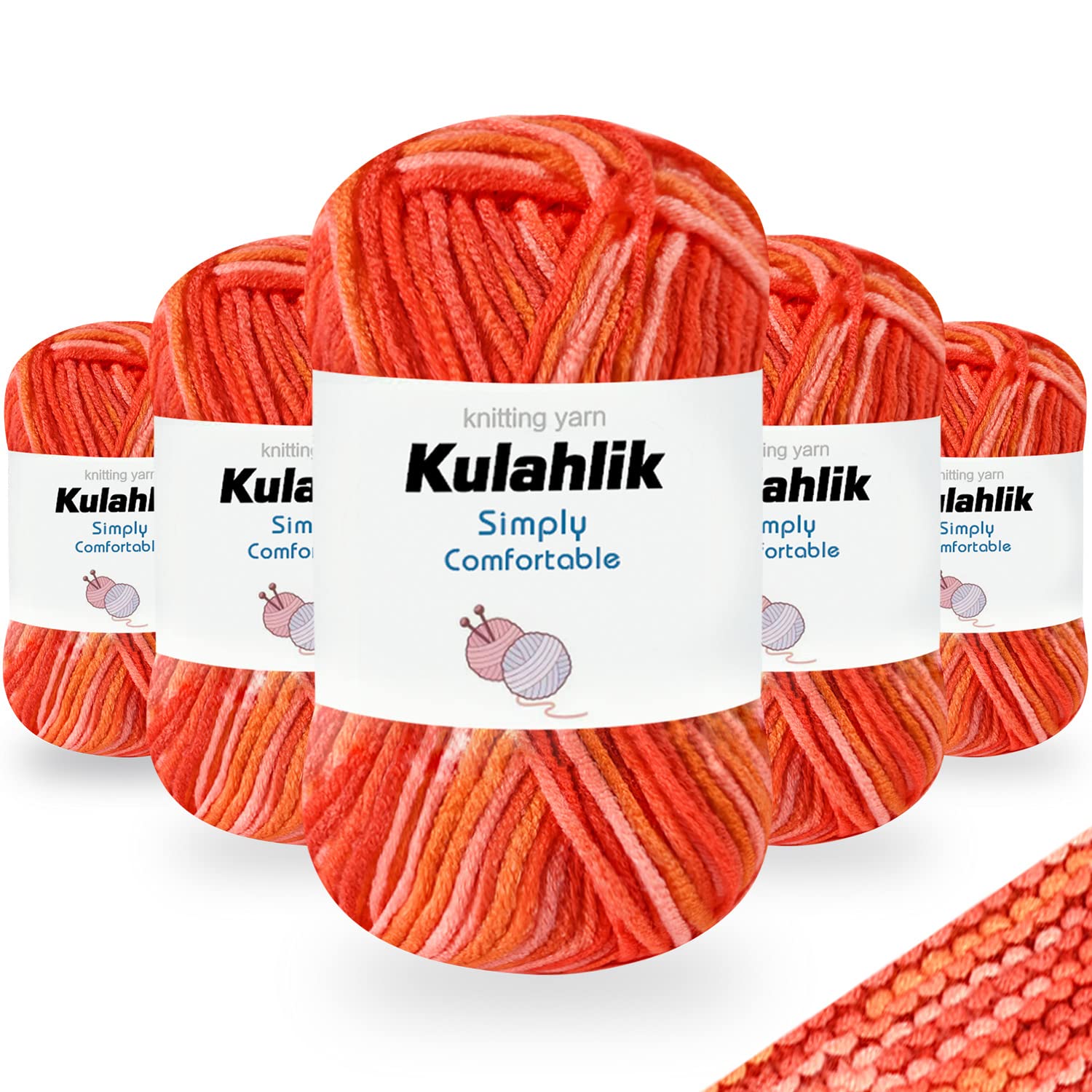 250g(5x50g) Acrylic Yarn for Crochet/Knitting, Colorful Gradient Yarn Thread, 5 Rolls Skeins, Perfect for Any Knitting Crochet and Crafts Mini Project — view 9