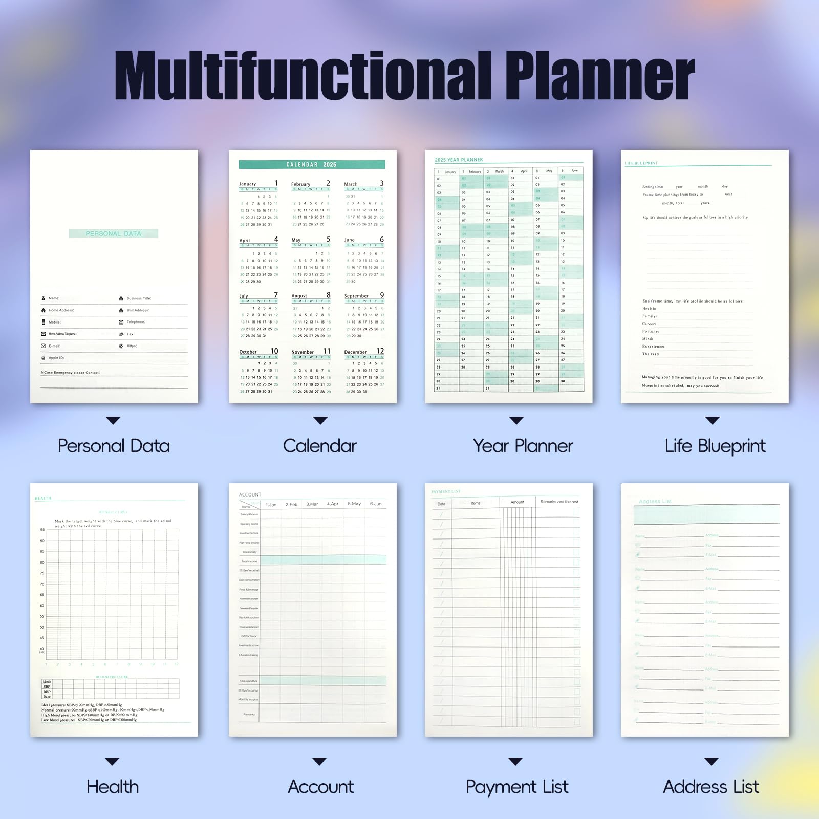 Pcuntslo 2025 Diary A5 Week to View, Colorful Weekly Planner, Appointment Book with Pen - Image 4