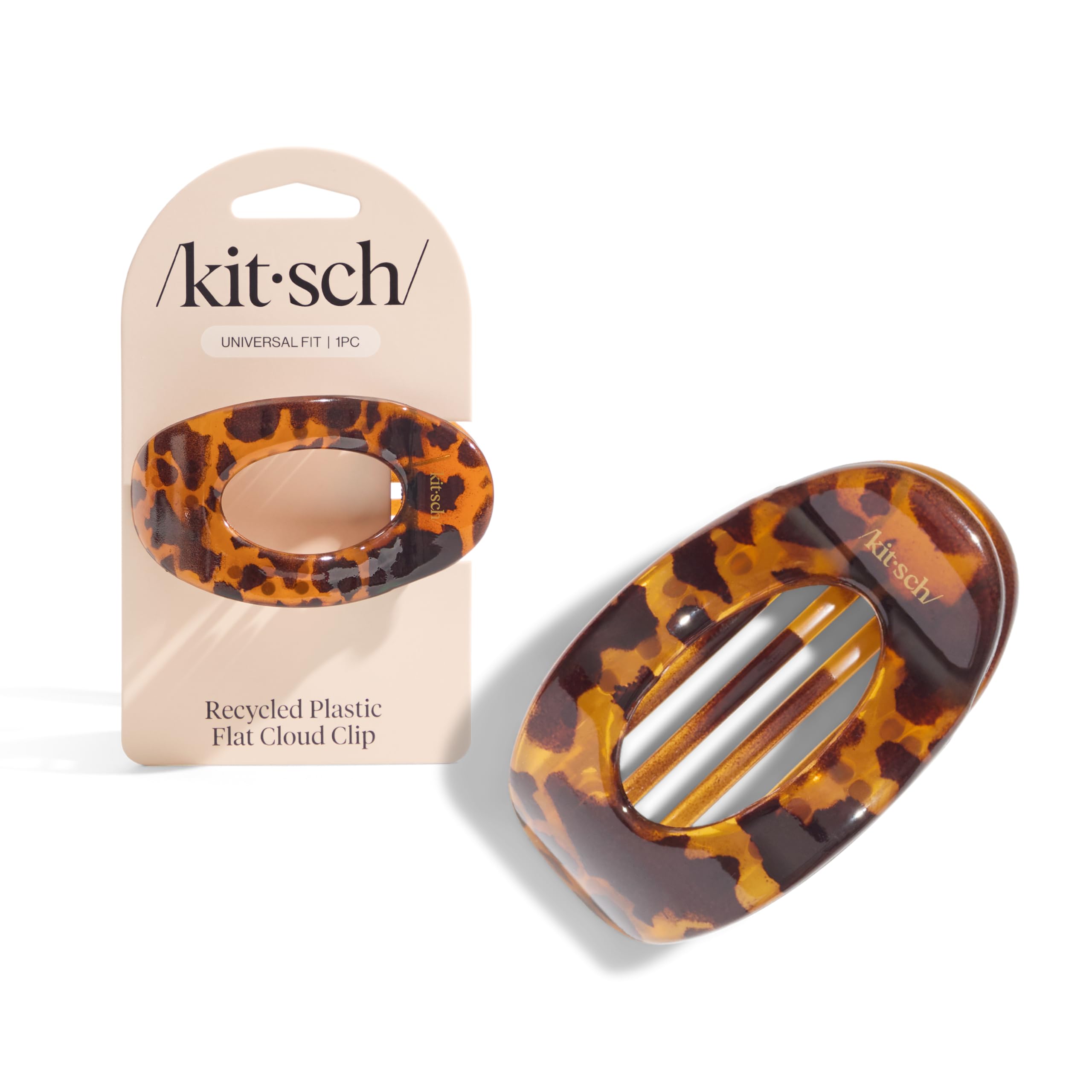 Kitsch Medium Flat Claw Clips for Women - Stylish Flat Hair Clips for Women, Strong Hold for Thick & Fine Hair | Non-Slip for Secure, Comfortable All-Day Wear - Tortoise Design