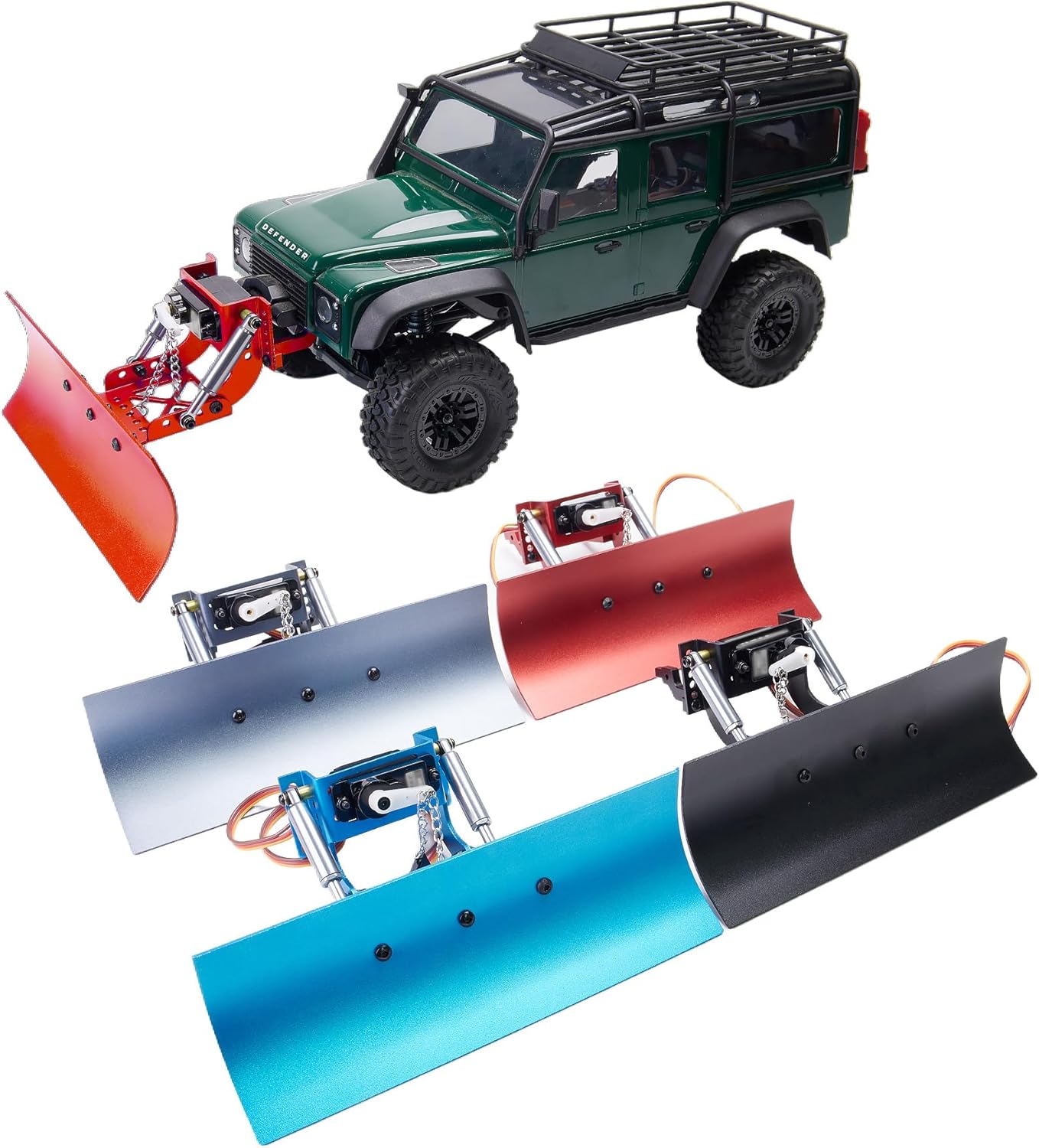 1/18 RC Aluminum Adjustable Snow Shovel/Snow Plow kit with 12G 180° Servo Motor for RC 1/18 TRX4m Crawler Car Upgrade (Red)