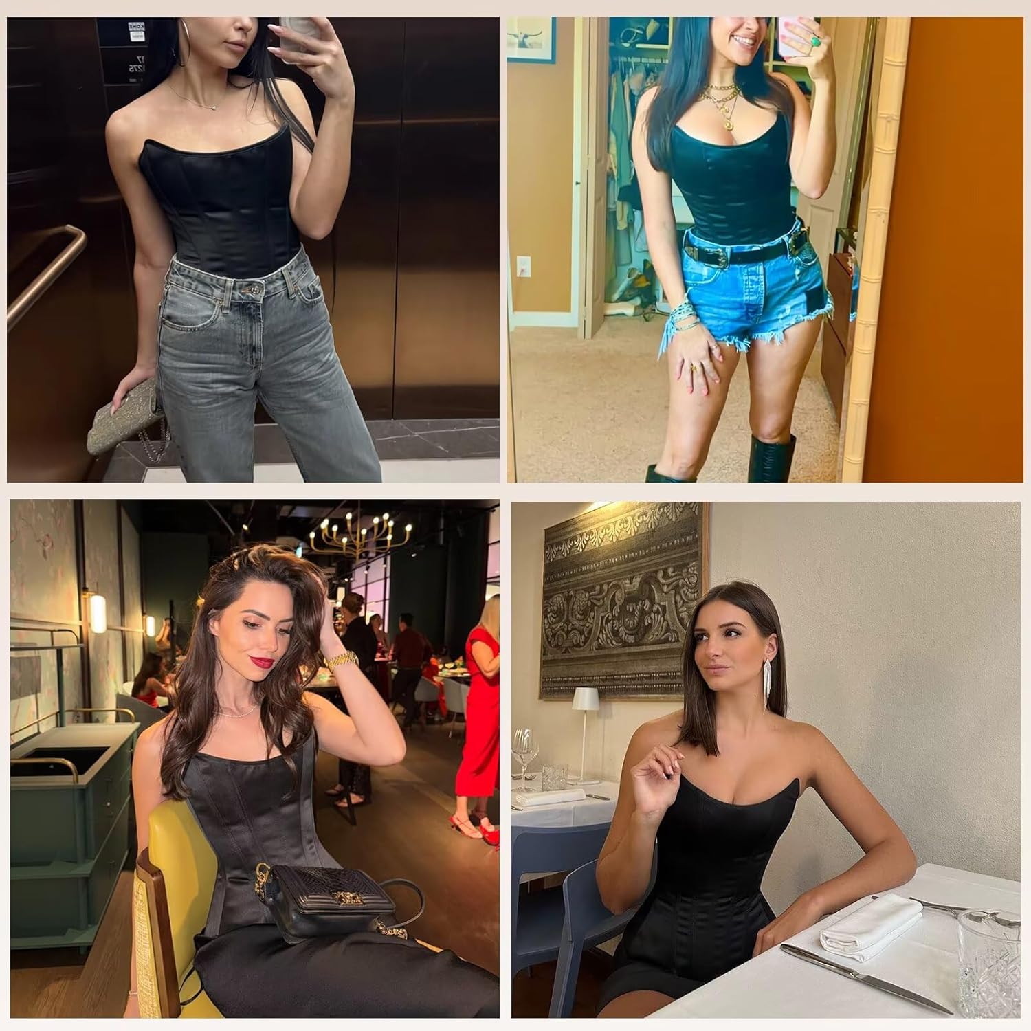 Vintage Satin Corset Tops for Women Overbust Bodice Going Out Bustier Lace Up Cincher Bodysuit Shapewear - Image 6