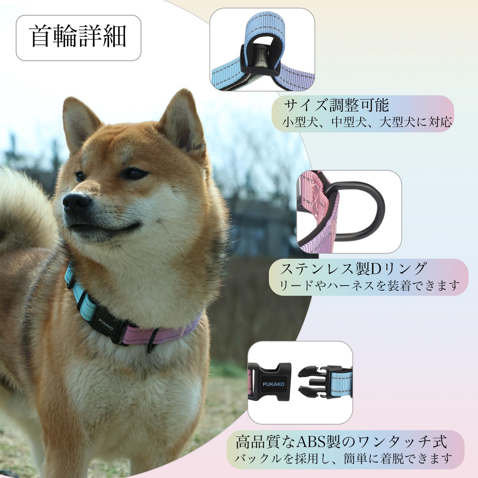 Amazon | PUKAKO 犬首輪 リード セット 犬用首輪 犬用リード 小型犬