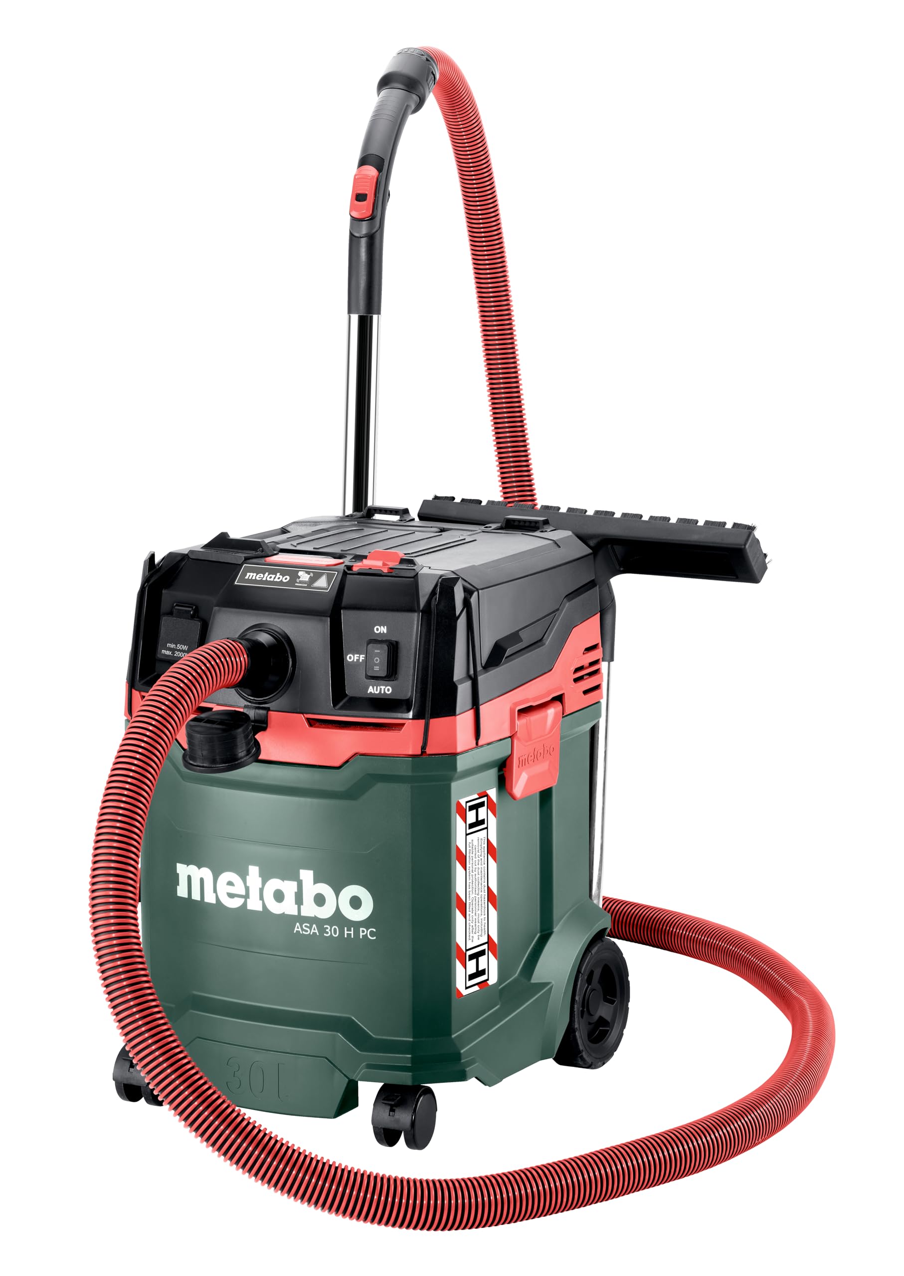 metabo ASA 30 H PC Aspiratore Universale - Aspiratore Umido/Secco 1200 W, 30 L con Pulizia Filtro e Funzione Antistatica, Inclusi Accessori e Cavo 8 m